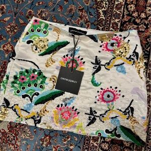 Brand New - with tags - Cynthia Rowley Embellished Satin Mini Skirt - Size 2